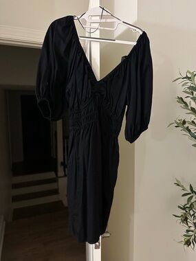 Old Navy Black Puff-Sleeve V-Neck Mini Dress